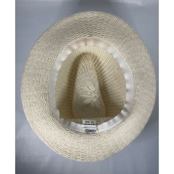 Vintage Womens Italian Angora Blend Hat Knit Wool Gimbels Fedora Preppy - Picture 8 of 8